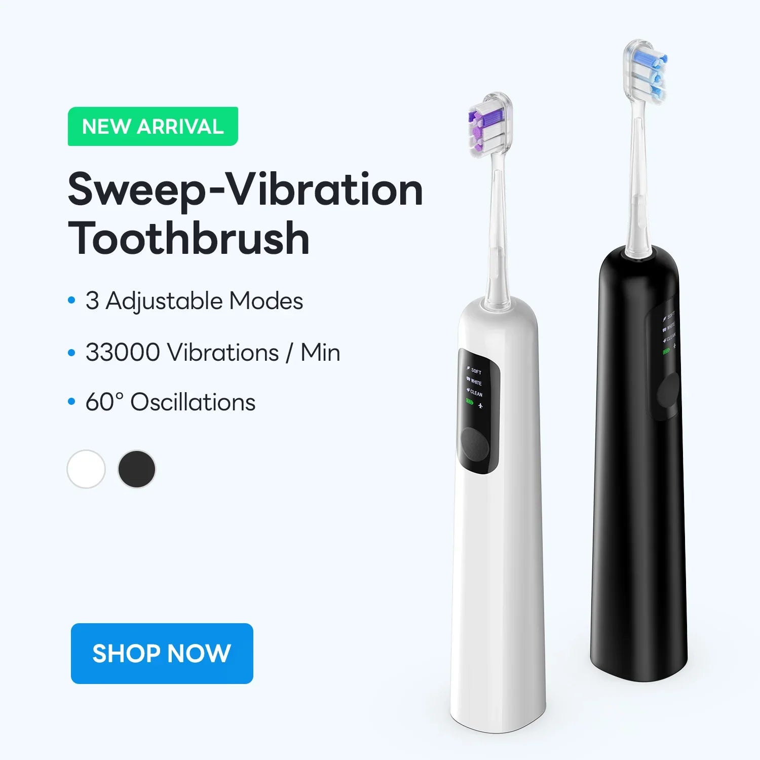 SYNHOPE Sonic Electric Toothbrush with 33,000 vibrations/min, 3 modes, IPX7 waterproof for home & travel oral care