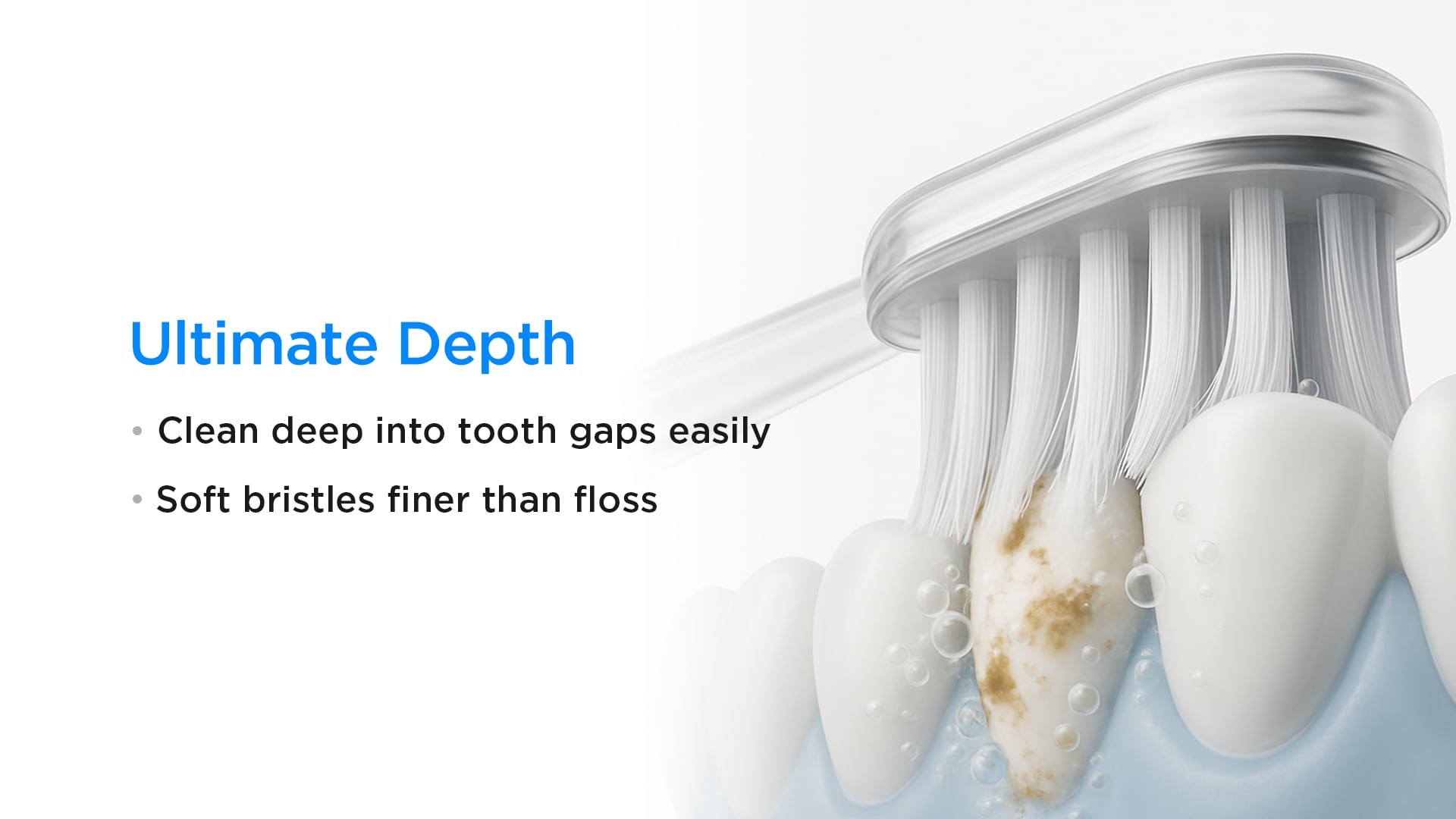SYNHOPE Sonic Electric Toothbrush with premium bristles cleaning deep into tooth gaps for comprehensive oral care.