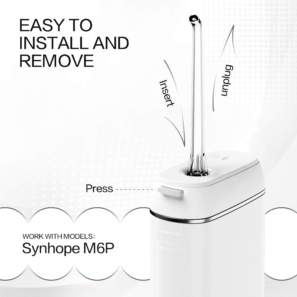 SYNHOPE M6P Portable Water Flosser with easy-install tip, IPX7 waterproof for travel & home oral care