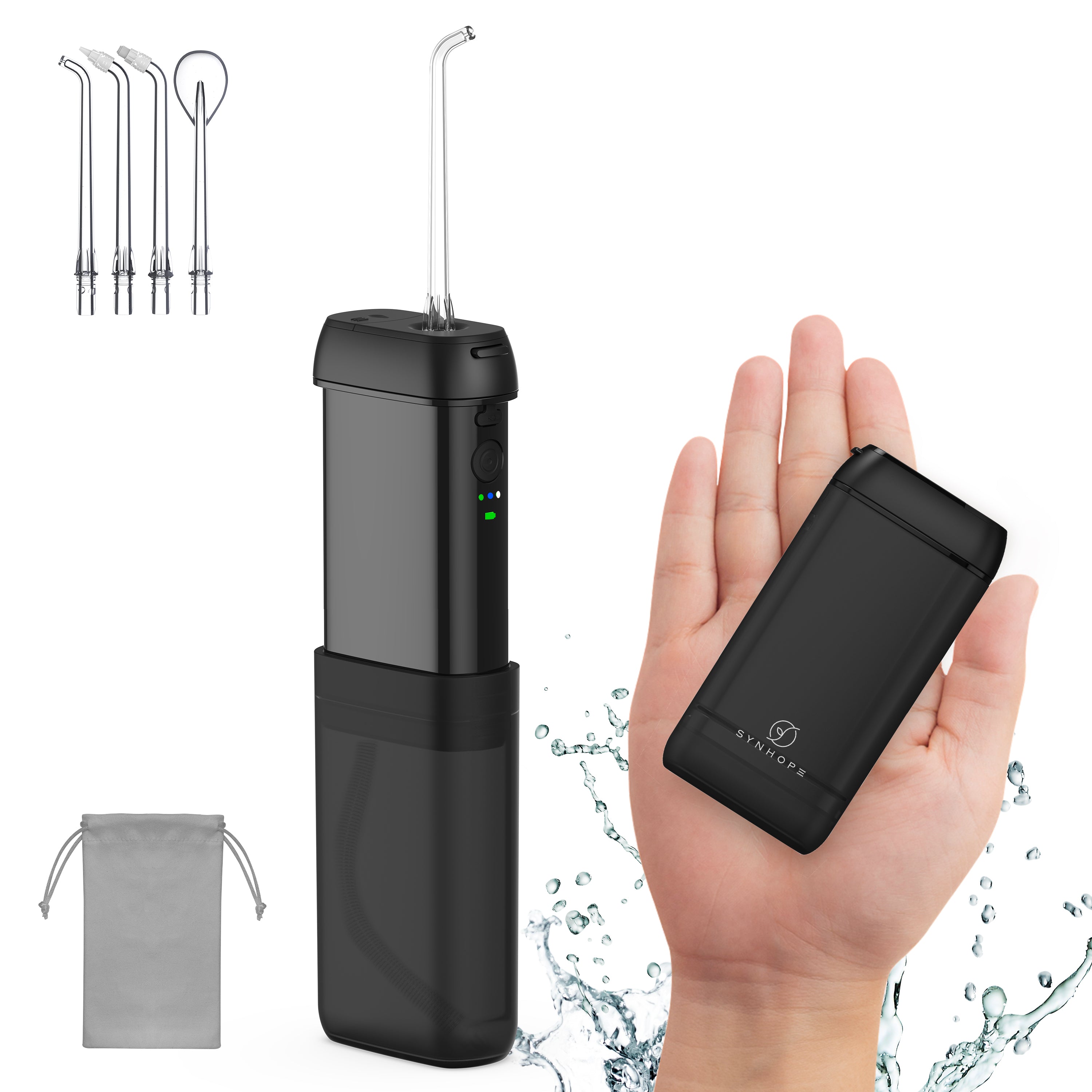 Water Flosser [ Mini Cordless Portable ] Oral Irrigator Water Teeth Cleaner Pick, Telescopic Water Tank, 3 Modes & IPX7 Waterproof, Home & Travel Water Floss for Teeth, Braces Bridges Care