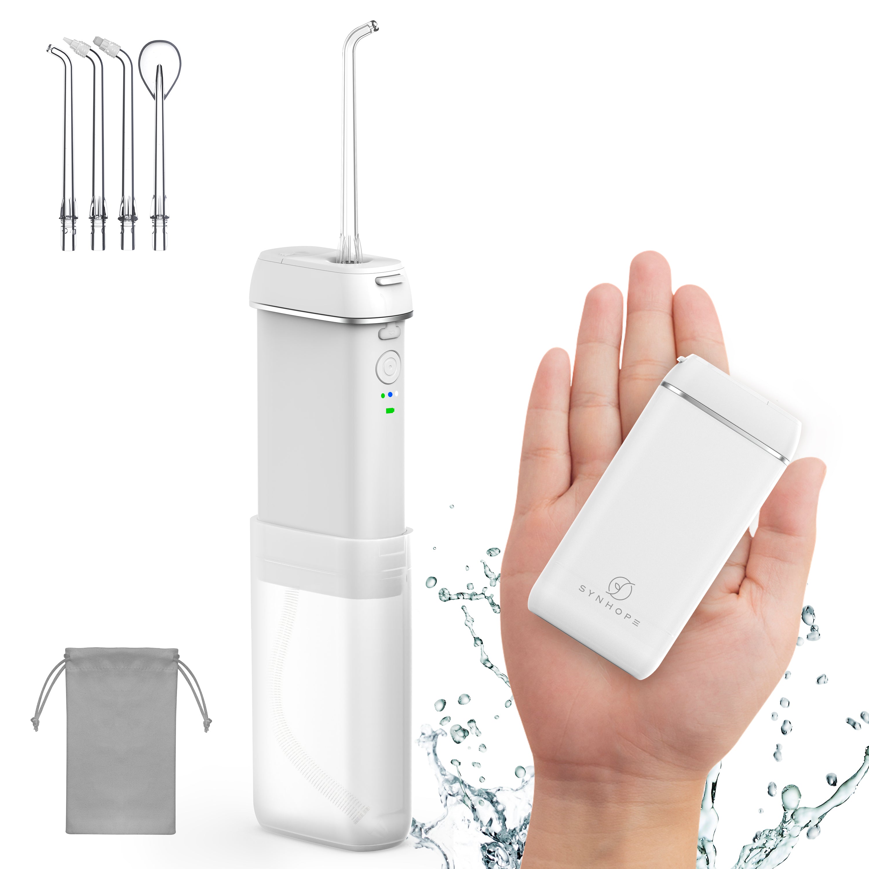Water Flosser [ Mini Cordless Portable ] Oral Irrigator Water Teeth Cleaner Pick, Telescopic Water Tank, 3 Modes & IPX7 Waterproof, Home & Travel Water Floss for Teeth, Braces Bridges Care