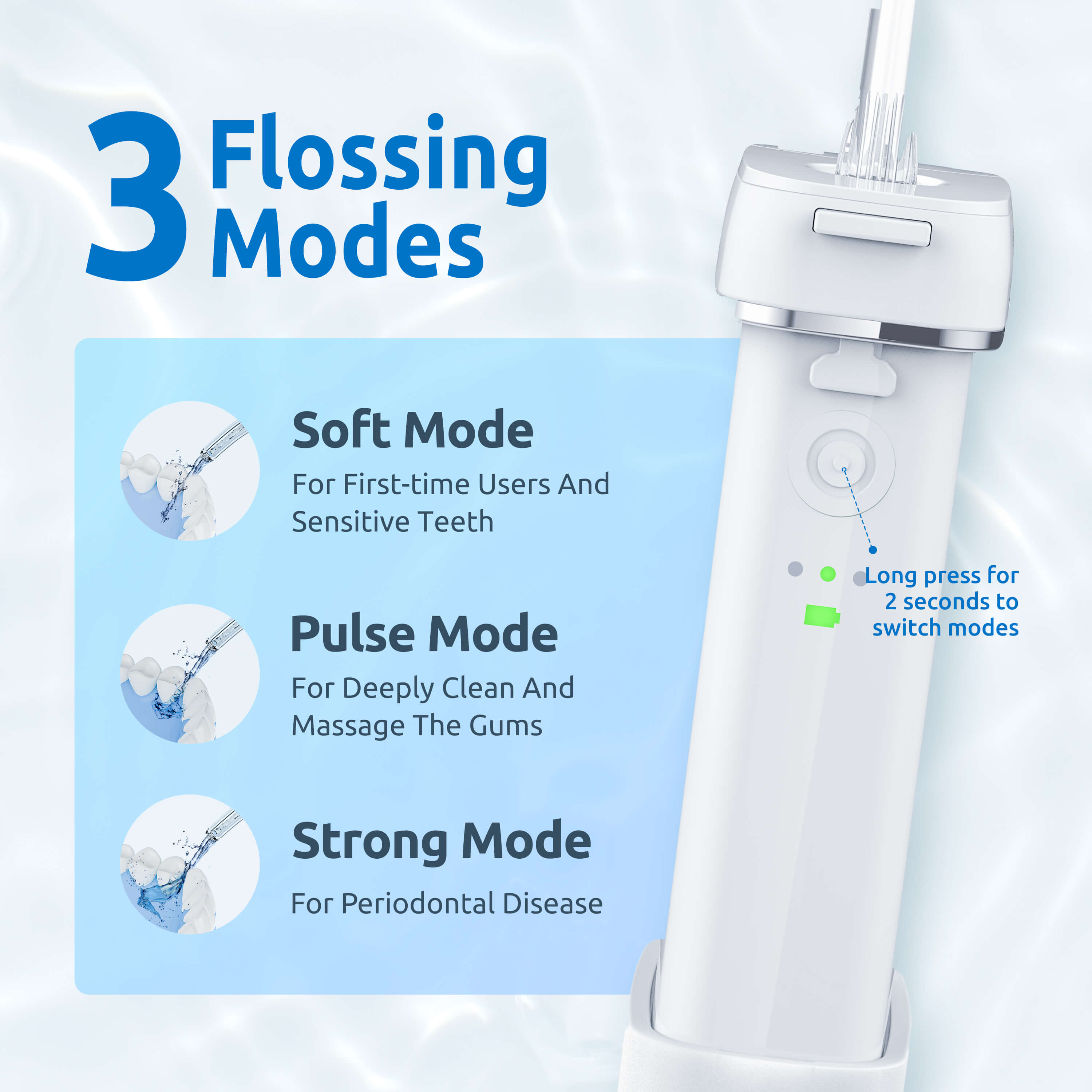 Water Flosser [ Mini Cordless Portable ] Oral Irrigator Water Teeth Cleaner Pick, Telescopic Water Tank, 3 Modes & IPX7 Waterproof, Home & Travel Water Floss for Teeth, Braces Bridges Care